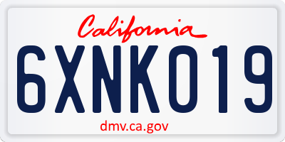 CA license plate 6XNK019