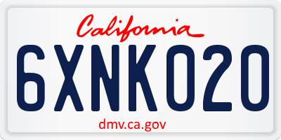 CA license plate 6XNK020