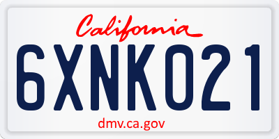 CA license plate 6XNK021