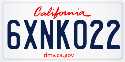 CA license plate 6XNK022