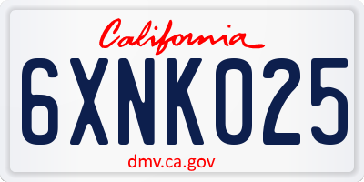 CA license plate 6XNK025