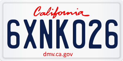CA license plate 6XNK026