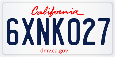 CA license plate 6XNK027