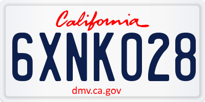 CA license plate 6XNK028
