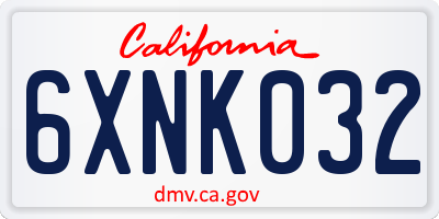 CA license plate 6XNK032