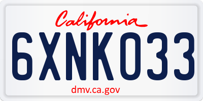 CA license plate 6XNK033