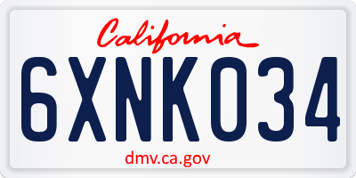 CA license plate 6XNK034