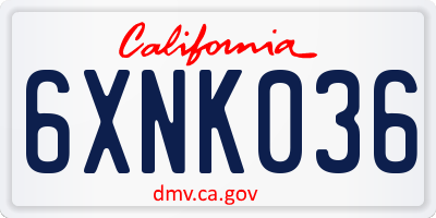 CA license plate 6XNK036