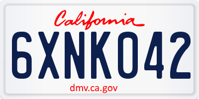 CA license plate 6XNK042