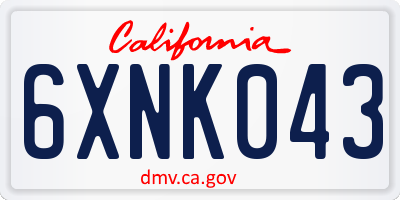 CA license plate 6XNK043