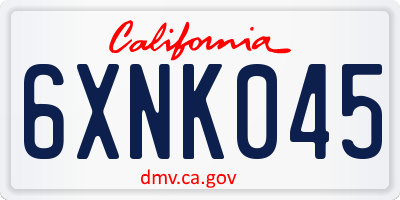 CA license plate 6XNK045
