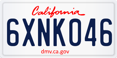 CA license plate 6XNK046