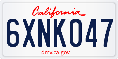 CA license plate 6XNK047