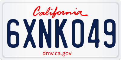 CA license plate 6XNK049