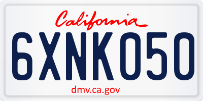 CA license plate 6XNK050