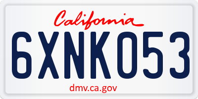 CA license plate 6XNK053