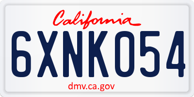 CA license plate 6XNK054