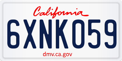 CA license plate 6XNK059