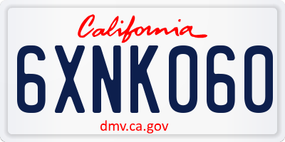CA license plate 6XNK060