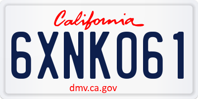 CA license plate 6XNK061