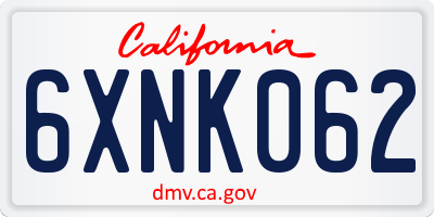 CA license plate 6XNK062