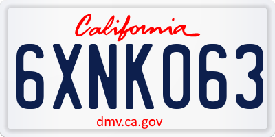 CA license plate 6XNK063