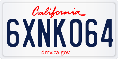CA license plate 6XNK064