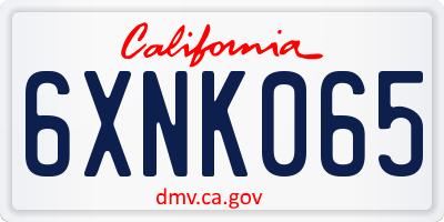 CA license plate 6XNK065