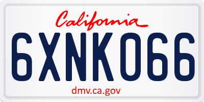 CA license plate 6XNK066