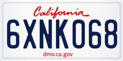 CA license plate 6XNK068