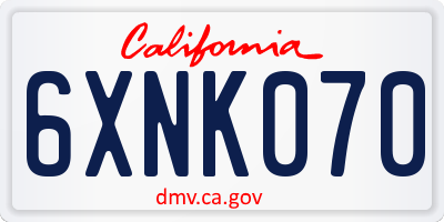 CA license plate 6XNK070