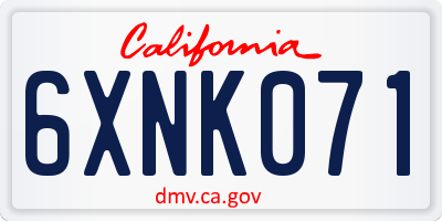 CA license plate 6XNK071