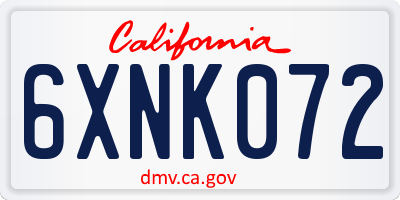 CA license plate 6XNK072