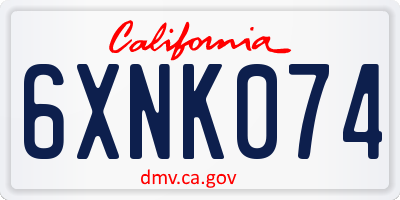 CA license plate 6XNK074