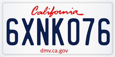 CA license plate 6XNK076