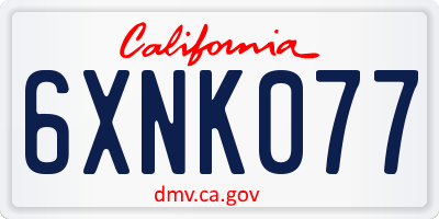CA license plate 6XNK077