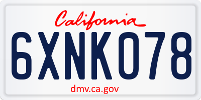CA license plate 6XNK078