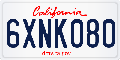 CA license plate 6XNK080