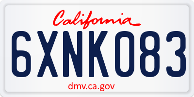 CA license plate 6XNK083