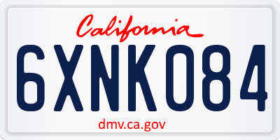 CA license plate 6XNK084