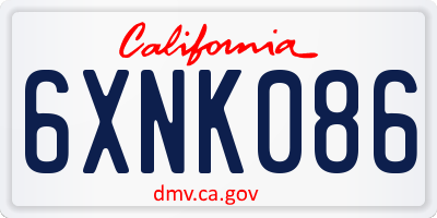 CA license plate 6XNK086