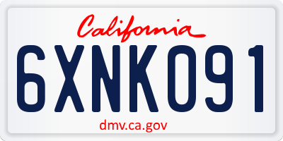 CA license plate 6XNK091