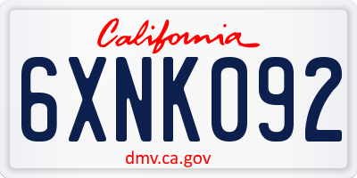 CA license plate 6XNK092