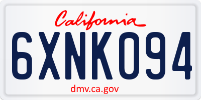 CA license plate 6XNK094