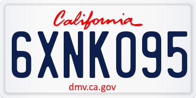 CA license plate 6XNK095