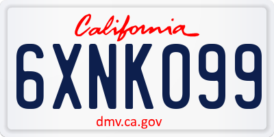CA license plate 6XNK099