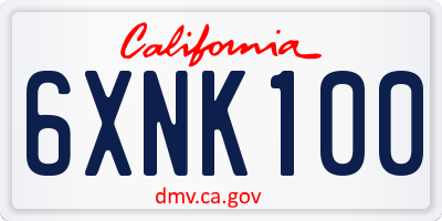 CA license plate 6XNK100
