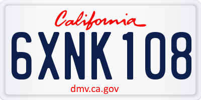 CA license plate 6XNK108