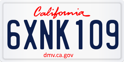 CA license plate 6XNK109