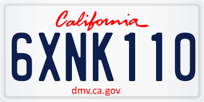 CA license plate 6XNK110